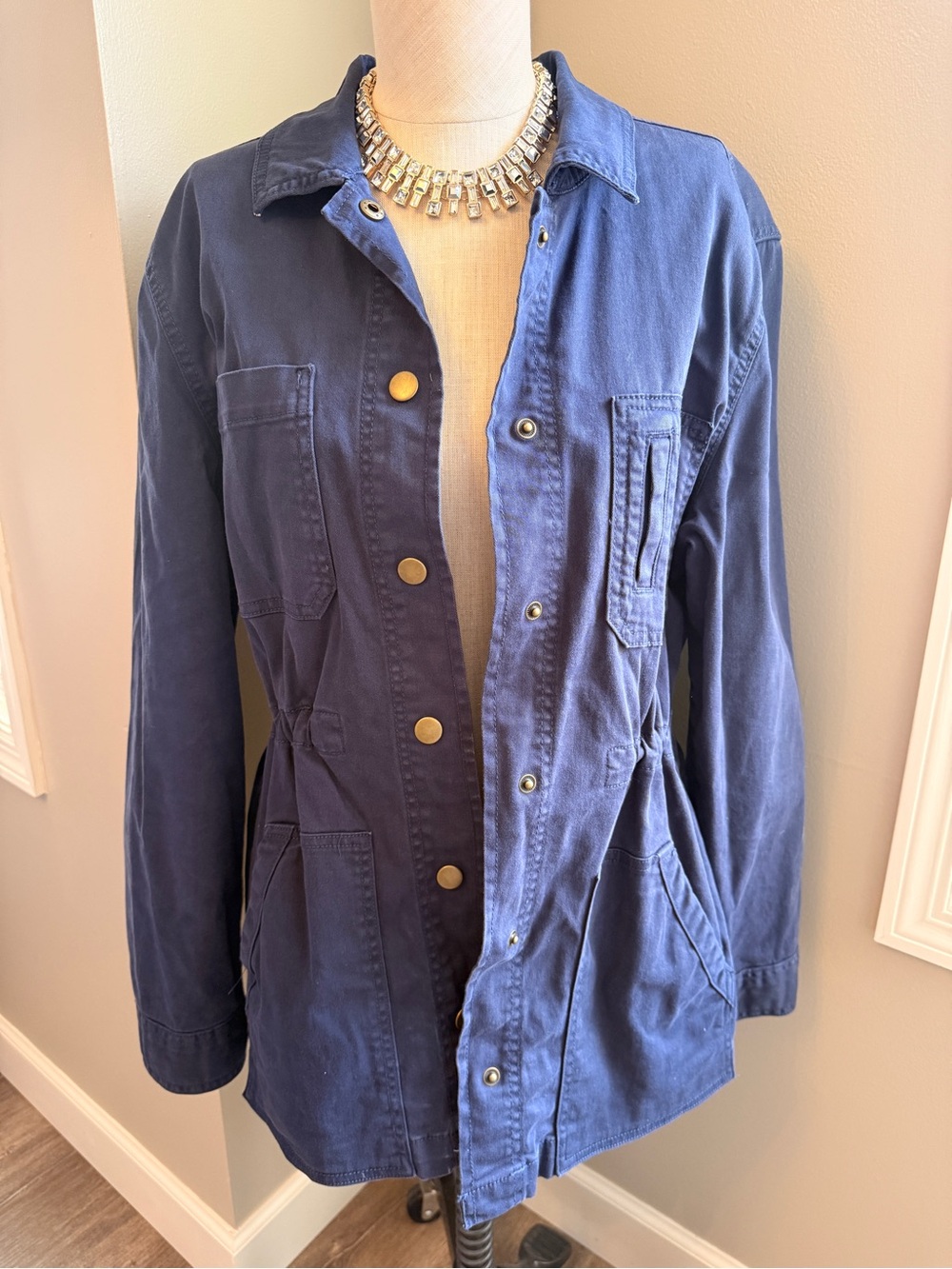 Caslon Navy Drawstring-Waist Utility Jacket